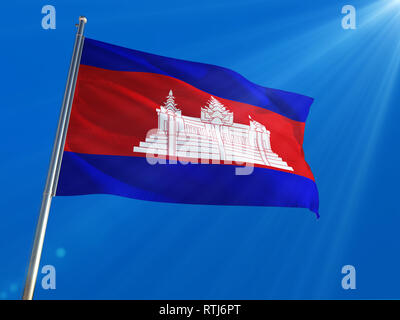 Map on Cambodia waving Flag. 3D rendering Cambodia map and waving flag on  Asia map. The national symbol of Cambodia. Cambodia flag on Asia background  Stock Photo - Alamy