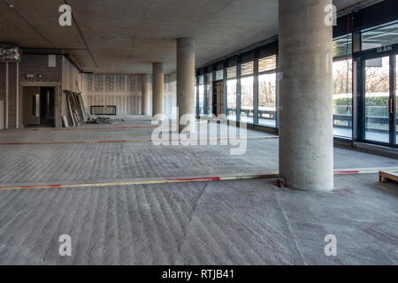 Interior of empty Ground floor New office space on Goods Way at the rear of Four Pancras Square, Kings Cross, London Stock Photo