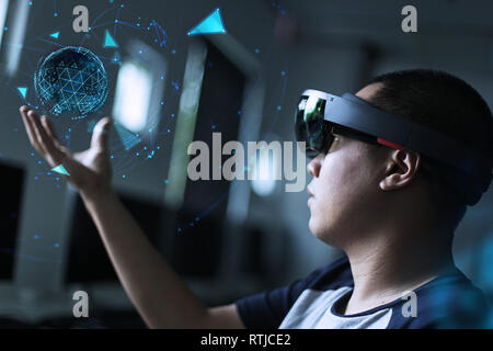 Playing magic | Virtual reality with Microsoft hololens 1 in the lab Stock Photo