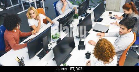 Group of young business people working together Stock Photo