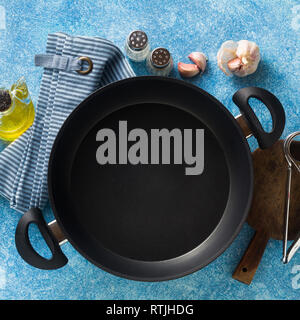 non-stick frying pan on the table. cooking food Stock Photo