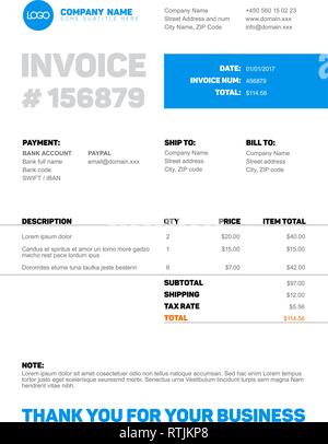 Vector minimalist invoice template design for your business / company Stock Vector