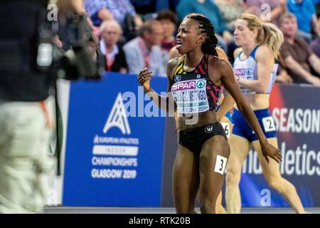 Glasgow, UK. 01st Mar, 2019. BOLINGO MBONGO Cynthia BEL during day ONE of the European Athletics Indoor Championships 2019 at Emirates Arena in Glasgow, Scotland, United Kingdom. 1.03.2019 Credit: Cronos/Alamy Live News Stock Photo