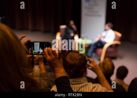 Seattle, Washington DC, USA. 28th Feb 2019. South Bend Indiana Mayor and 2020 presidential candidate Pete Buttigieg discusses his biography 'Shortest Way Home' at the Seattle Central Library. Credit: Paul Christian Gordon/Alamy Live News Stock Photo