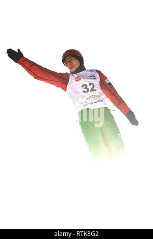 Changchun, China's Jilin Province. 2nd Mar, 2019. Ilya Harelik of Belarus competes during the men's final of FIS Freestyle Ski Aerial World Cup 2019 at Shimao Lotus Mountain in Changchun, northeast China's Jilin Province, March 2, 2019. Credit: Xu Chang/Xinhua/Alamy Live News Stock Photo