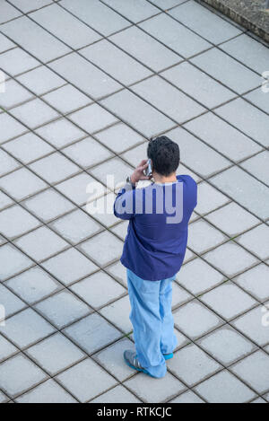 Man talking on cell phone, Portland, Oregon. Stock Photo