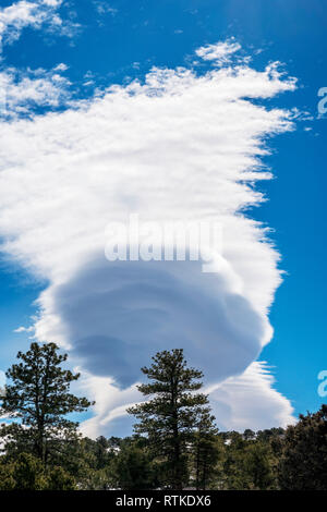 Lenticular cloud formations against cobalt blue sky; central Colorado; USA Stock Photo