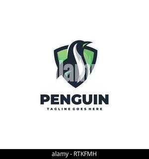 Simple penguin emblem logo, Suitable for Creative Industry, Multimedia, gaming, sports, entertainment, Educations, Shop, and any related business Stock Vector