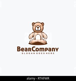 Bear Doll Playful illustration vector template. logo Suitable for Creative Industry, Multimedia, entertainment, Educations, Shop, and any related busi Stock Vector