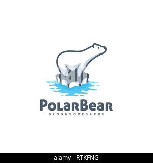 A cute Polar bear in ice in the cartoon and unique style Stock Vector