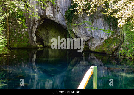 Krupajsko Vrelo beautiful thermal water spring in Serbia near Zagubica, with watefals, unbelievable ecological oasis with caves,  Krupaj Springs Stock Photo