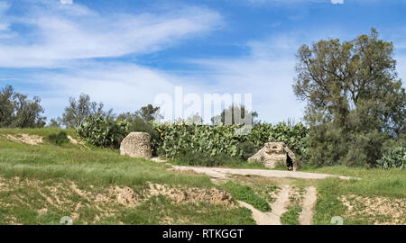 byzantine cisterns the nahal Gerar stream in the beeri forest in the western negev under a partly cloudy blue sky Stock Photo