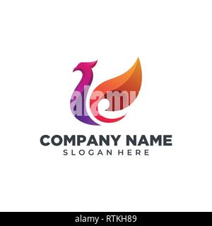 Abstract Phoenix illustration design vector template. Suitable for Creative Industry, Multimedia, entertainment, Educations, Shop, and any related bus Stock Vector