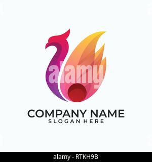 Abstract Phoenix illustration design vector template. Suitable for Creative Industry, Multimedia, entertainment, Educations, Shop, and any related bus Stock Vector