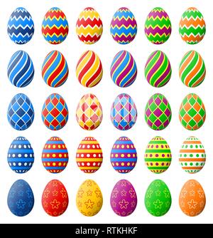 Colorful vector illustration of Easter eggs on a white background. Stock Vector