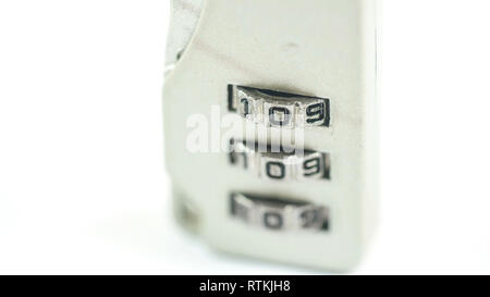 A suitcase lock with 109 numbers as a combination. This serves as a lock for any suitcase while on travel Stock Photo