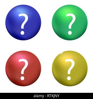 Question Mark with Blue Red Green Yellow Ball on White Background. Stock Vector