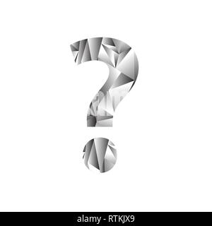 Grey Polygonal Question Mark Isolated on White Background Stock Vector