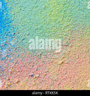 Colorful background of chalk powder. Multicolored dust particles splattered on black background. Stock Photo