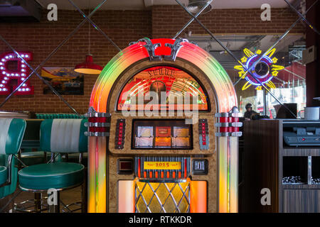 A Sound Leisure CD jukebox in a restaurant in London, UK Stock Photo