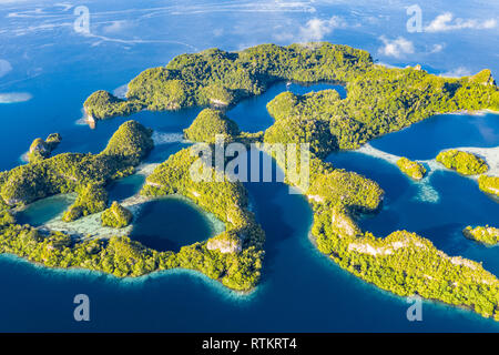 aerial view of Raja Ampat Islands, West Papua, Indonesia, Pacific Ocean Stock Photo