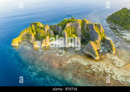 aerial view of Raja Ampat Islands, West Papua, Indonesia, Pacific Ocean Stock Photo