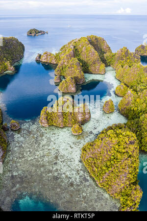 aerial view of Raja Ampat Islands, West Papua, Indonesia, Pacific Ocean Stock Photo