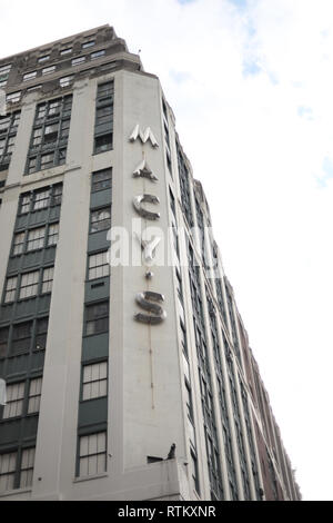 Midtown Manhattan, New York City, NY - February 09, 2017: Macys store department facade in Manhattan, New York City, NY Stock Photo