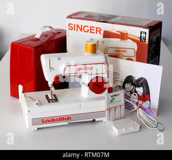 Singer brand vintage toy sewing machine Stock Photo