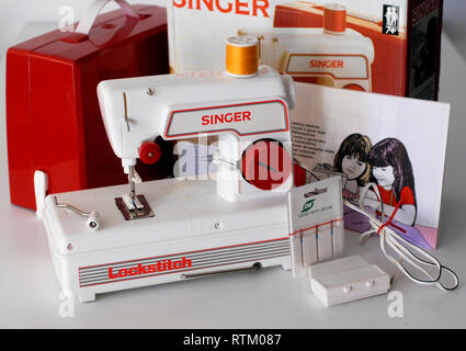 Singer brand vintage toy sewing machine Stock Photo