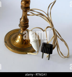 Antique bronze or brass lamp, without shade Stock Photo