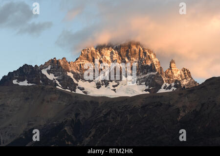 Sunrise colours over the beautiful Cerro Castillo Reserve, Aysen, Patagonia, Chile Stock Photo