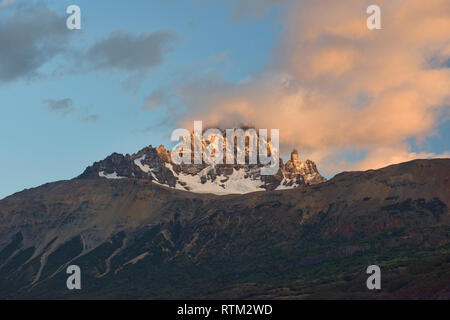 Sunrise colours over the beautiful Cerro Castillo Reserve, Aysen, Patagonia, Chile Stock Photo