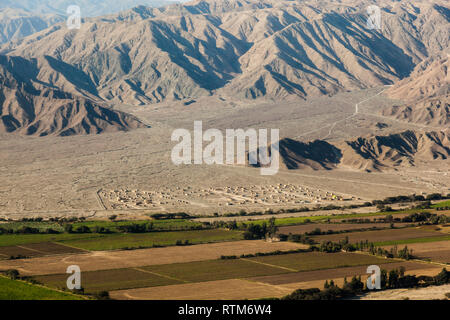 Aerial view of eroded land near the city of Nazca, Peru Stock Photo