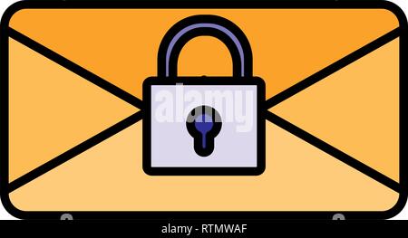 envelope mail with padlock vector illustration design Stock Vector