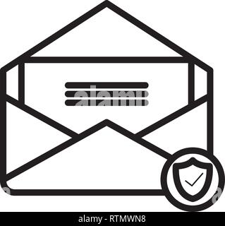 envelope mail with shield vector illustration design Stock Vector