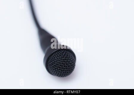 One lavalier microphone isolated on white background macro view Stock Photo