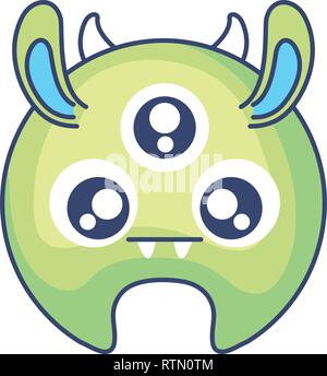 crazy monster with three eyes comic character vector illustration design Stock Vector