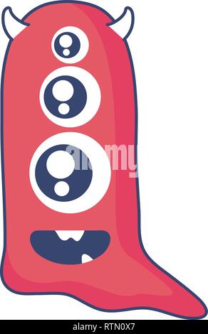 crazy monster with three eyes comic character vector illustration design Stock Vector