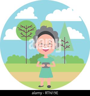 people with tech on outdoors Stock Vector