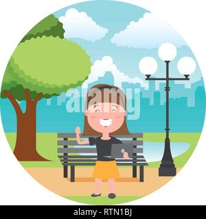 people with tech on outdoors Stock Vector