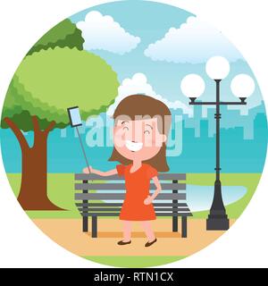 people with tech on outdoors Stock Vector