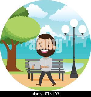 people with tech on outdoors Stock Vector