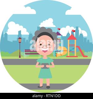 people with tech on outdoors Stock Vector