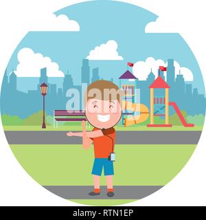 people with tech on outdoors Stock Vector