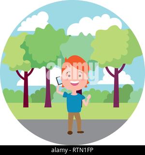 people with tech on outdoors Stock Vector