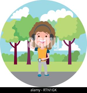 people with tech on outdoors Stock Vector