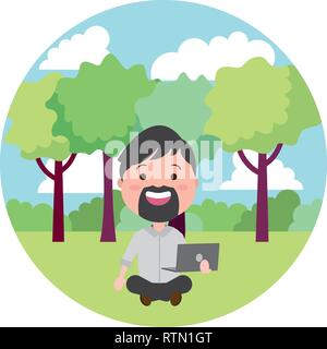 people with tech on outdoors Stock Vector