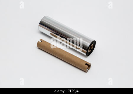 Aluminum Foil Roll isolated on soft gray background.High resolution photo. Stock Photo
