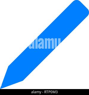 Pencil symbol icon - blue simple, isolated - vector illustration Stock Vector